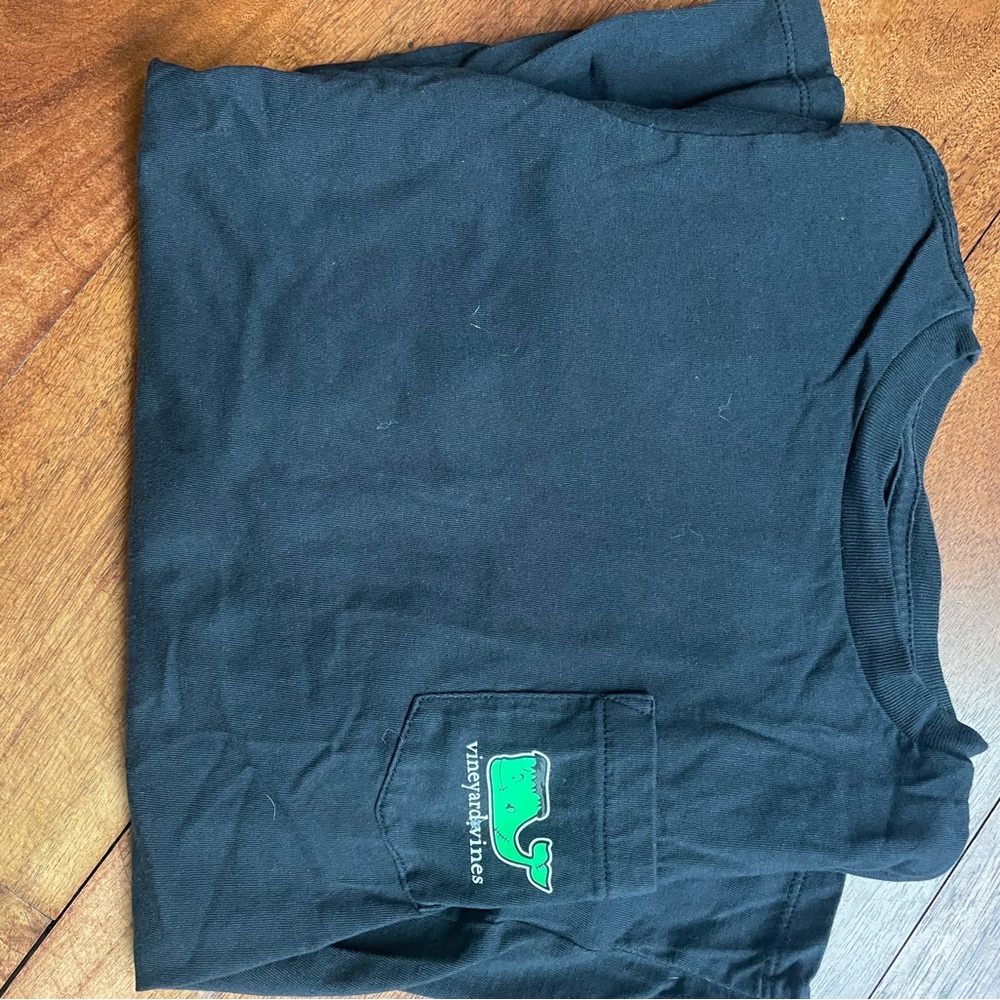 Vineyard Vines Black Tee with Green Whale